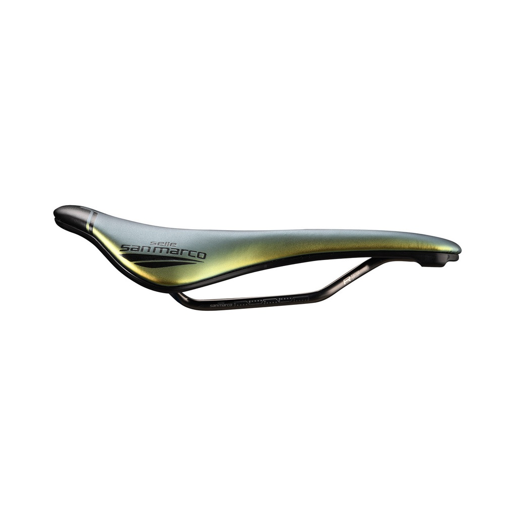 Selle San Marco Shortfit 2.0 Open-Fit Racing Iridescent Gold nyereg [155 mm, 255 mm]