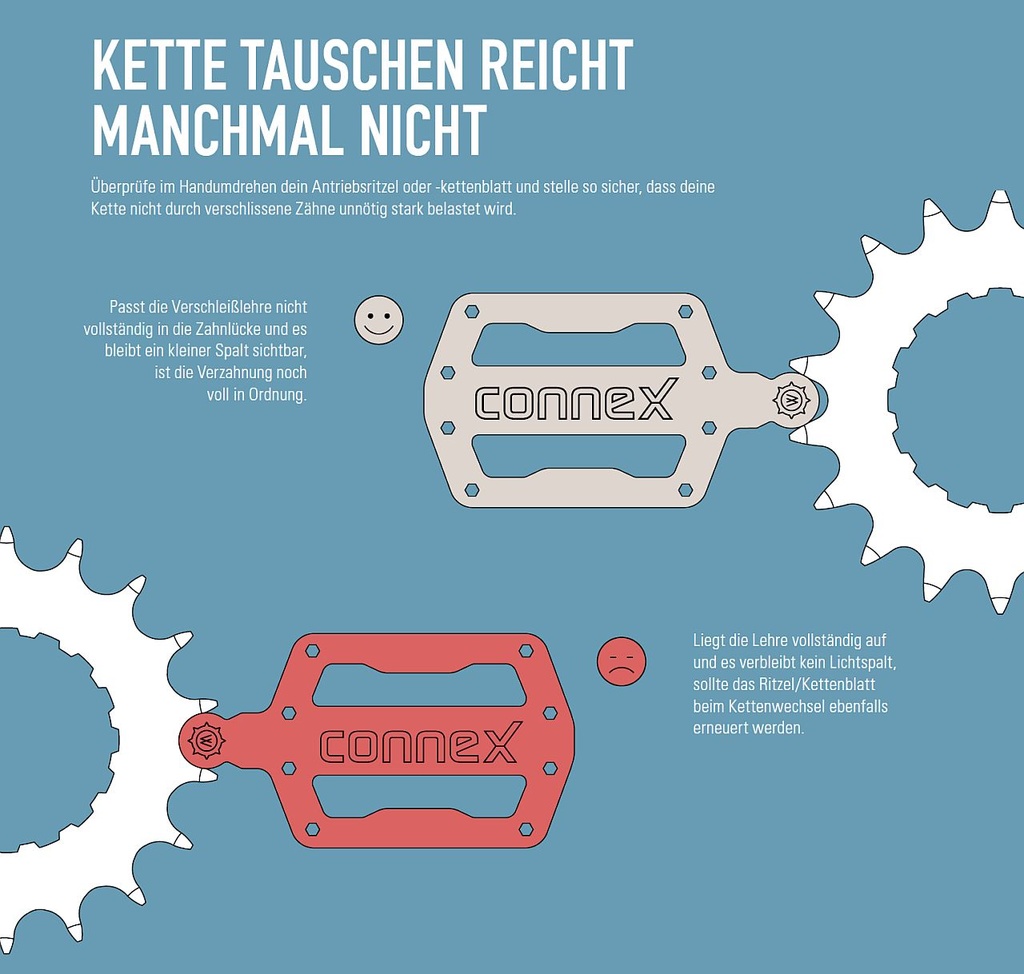 Connex lánctányér kopás mérő