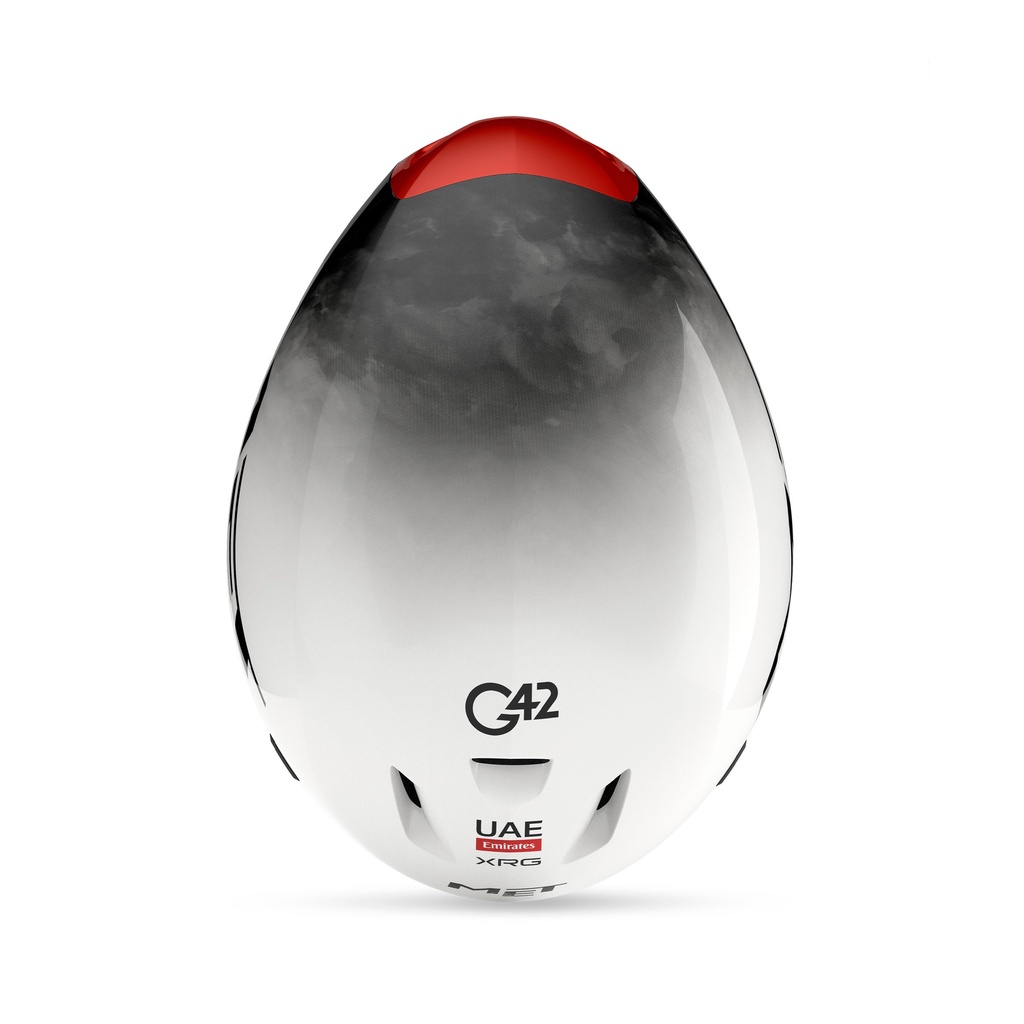 MET Codatronca UAE Team Edition 2025 kerékpáros sisak [fehér-szürke-piros, 52-56 cm (S)]