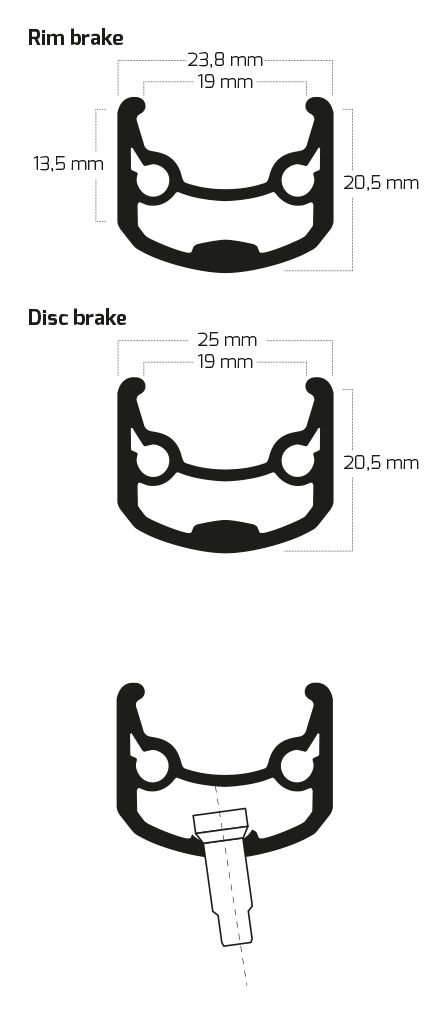 Abroncs RYDE ANDRA 30 disc 559 32H fekete - R-066