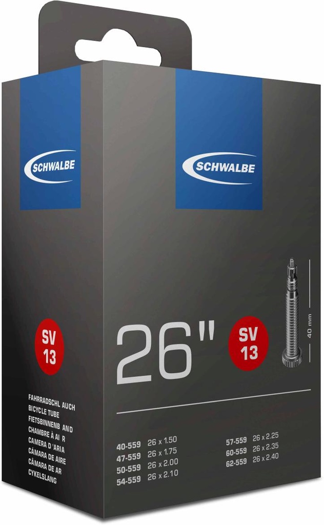 BELSŐ SCHWALBE 26 SV13 26x1,50-2,40 40MM 191g FÓLIÁS DOBOZ {25/7}
