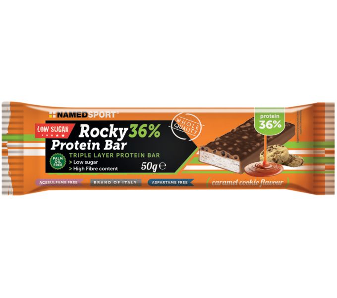 NAMEDSPORT ROCKY 36% PROTEIN BAR karamell 12x50g szelet/doboz {2/4}