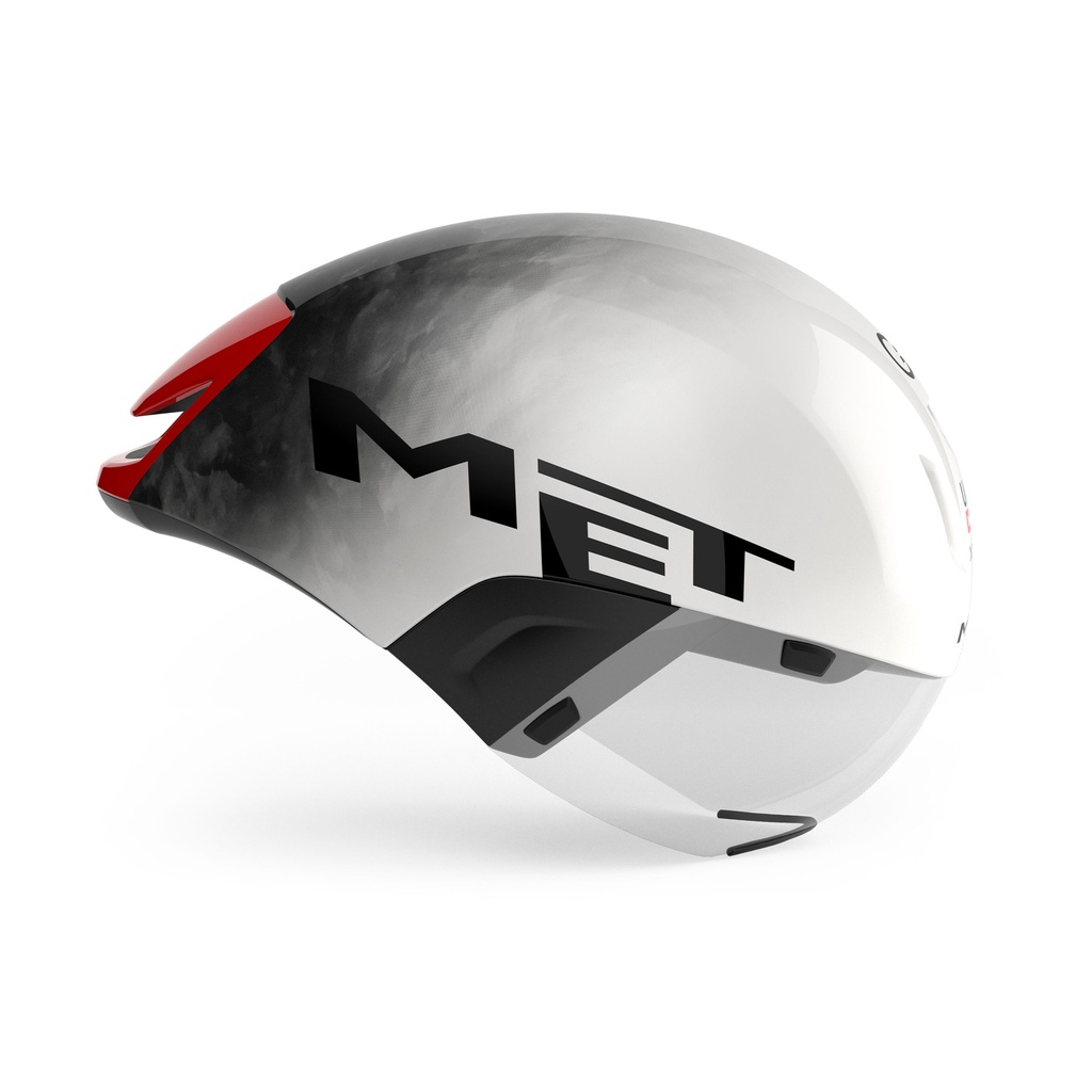 MET Codatronca UAE Team Edition 2025 kerékpáros sisak [fehér-szürke-piros, 52-56 cm (S)]