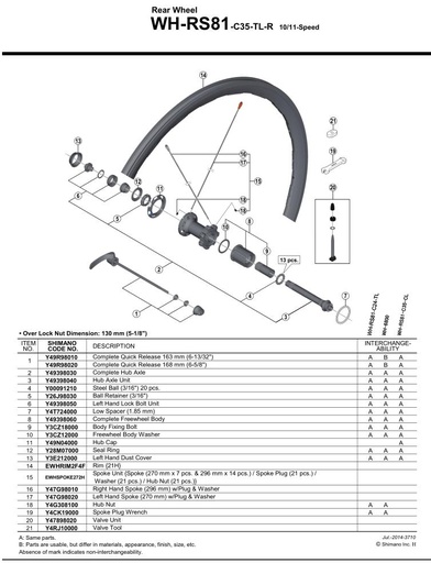 [#PL-Y49398030] SHIMANO WH-6800-R COMPLETE HUB AXLE