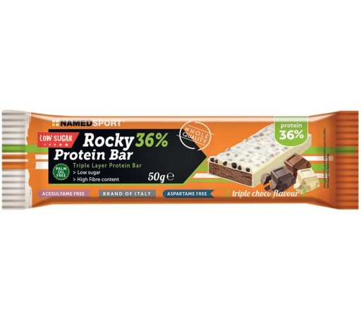 [#PL-FA003723020] NAMEDSPORT ROCKY 36% PROTEIN BAR tripla csoki 12x50g szelet/doboz {2/4}
