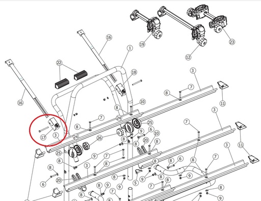 [#BL-231719] Menabo Logic bal oldali (SX) hevedertartó