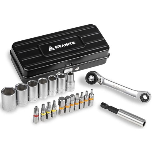 [#BL-243308] Granite Hex bits & Socket Ratchel tool box nyomatékkulcs készlet