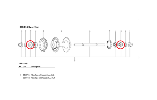 [#BL-253738] Sturmey Archer HBT30 agyhoz hézagoló alátét [5.8 mm]