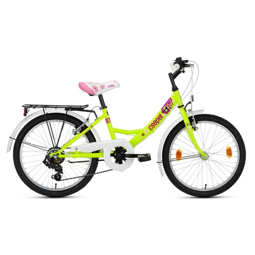 [#CS-94373206NZ] Csepel Flora Kerékpár 20" 6sp Neonzöld
