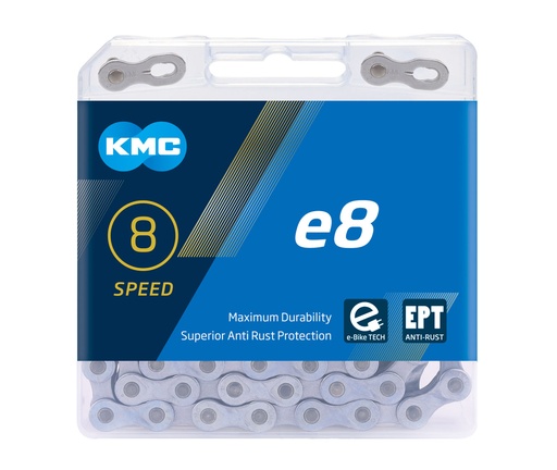 [#BF-E8S] Lánc KMC E8 8 speed e-bike 1/2 x 3/32 136L ezüst/fekete
