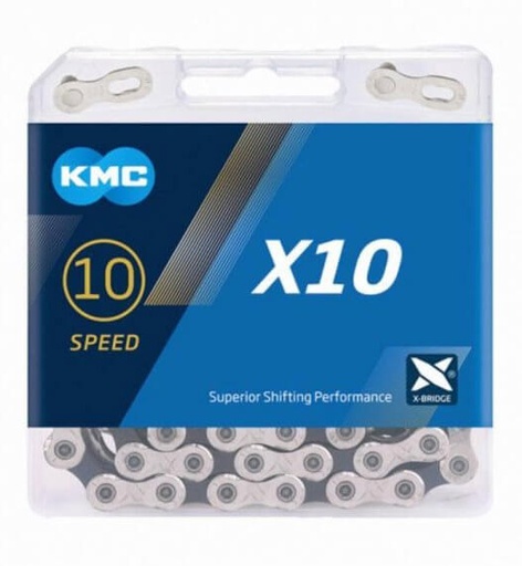 [#BF-X10NPBK] Lánc KMC X10 1/2x1/128 114L ezüst/fekete
